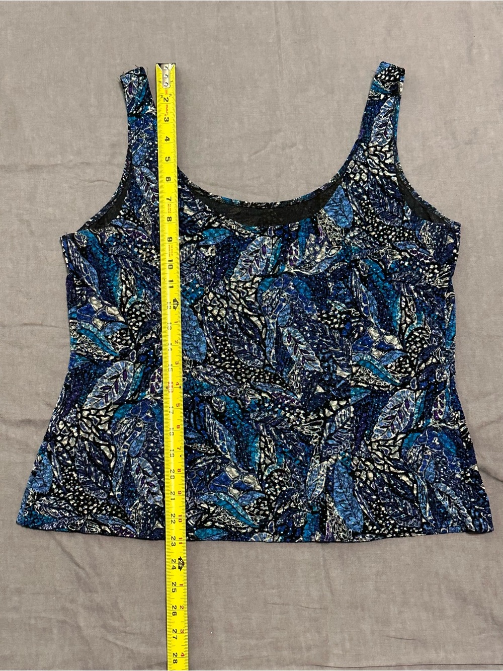 Alex Evenings 2 Piece Jacket/Tank Set Sparkly Botanical Leaf Pattern - Picture 6 of 12